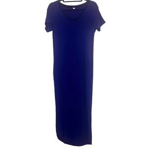 Uniqlo Crew Neck Casual Maxi Dress Stretch Long Dress Size Small Blue Black